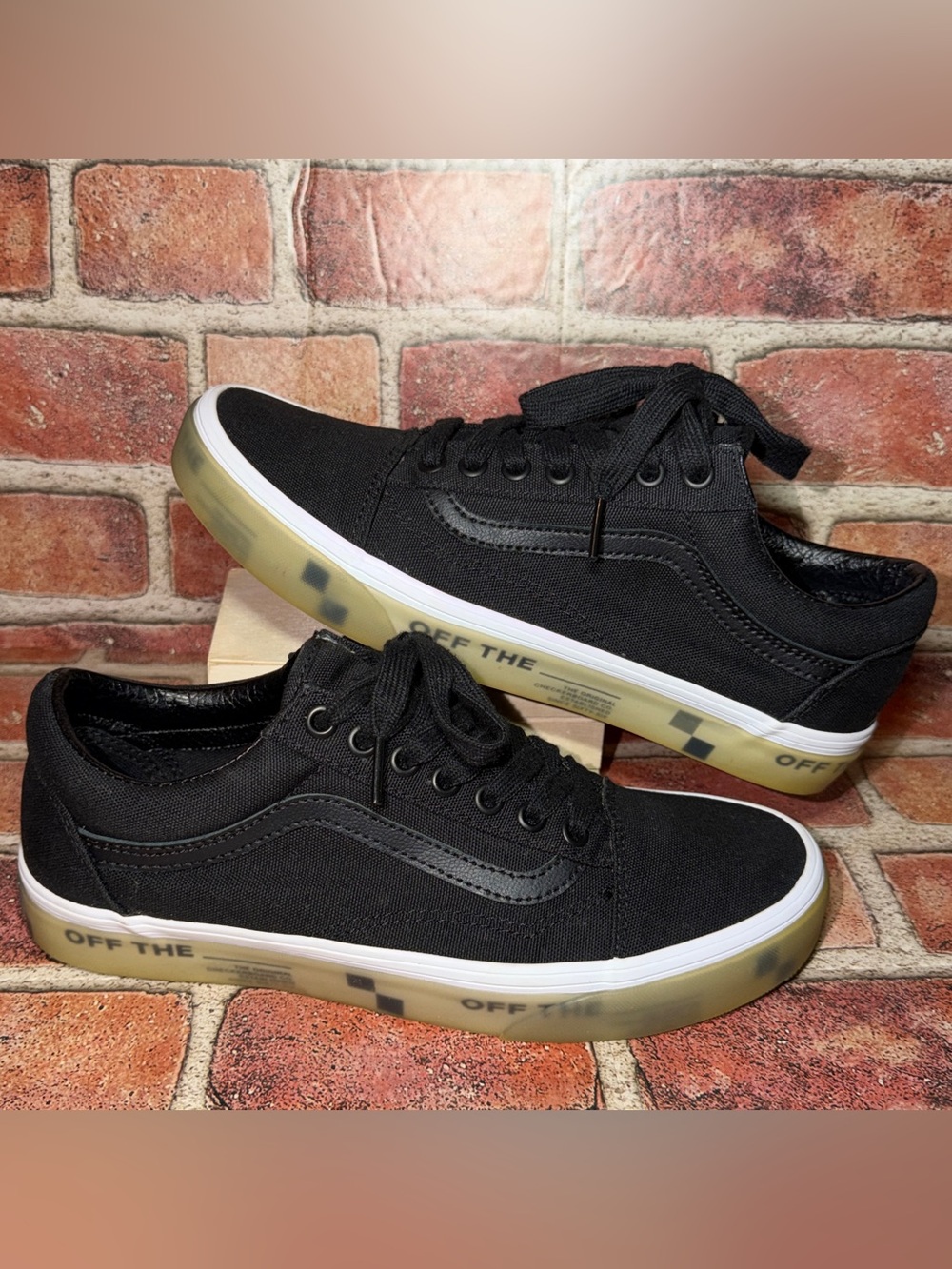Pre-Owned Vans Old Skool Off The Wall Black Unisex Shoes Sneakers Size M-7.5 W-9